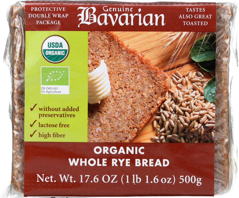 BAVARIAN: Organic Whole Rye Bread, 17.6 oz - Vending Business Solutions