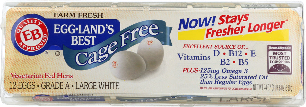 EGG LAND'S BEST: Cage Free White Eggs 1 Dozen, 24 oz - Vending Business Solutions