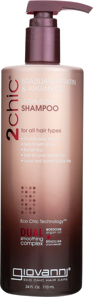 GIOVANNI COSMETICS: 2chic Ultra-Sleek Shampoo Brazilian Keratin & Argan Oil, 24 oz - Vending Business Solutions