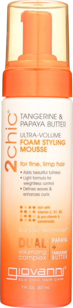 GIOVANNI COSMETICS: Ultra Volume Tangerine and Papaya Butter Foam Styling Mousse, 7 oz - Vending Business Solutions