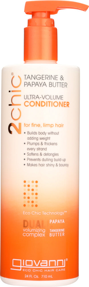 GIOVANNI COSMETICS: 2chic Ultra-Volume Conditioner Tangerine & Papaya Butter, 24 oz - Vending Business Solutions