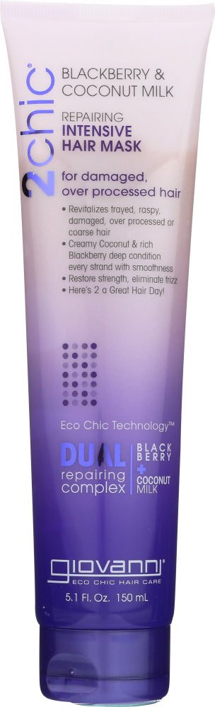 GIOVANNI: Cosmetics 2Chic Repairing Intensive Hair Mask Blackberry & Coconut Milk, 5.1 Oz - Vending Business Solutions