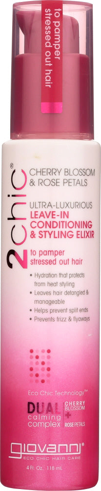 GIOVANNI COSMETICS: 2chic Ultra-Luxurious Leave-In Conditioning & Styling Elixir Cherry Blossom, 4 oz - Vending Business Solutions