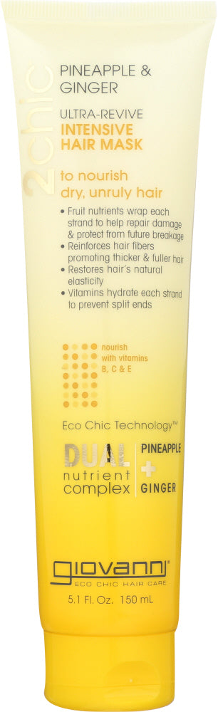 GIOVANNI COSMETICS: 2Chic Ultra-Revive Intensive Hair Mask Pineapple & Ginger, 5.1 oz - Vending Business Solutions