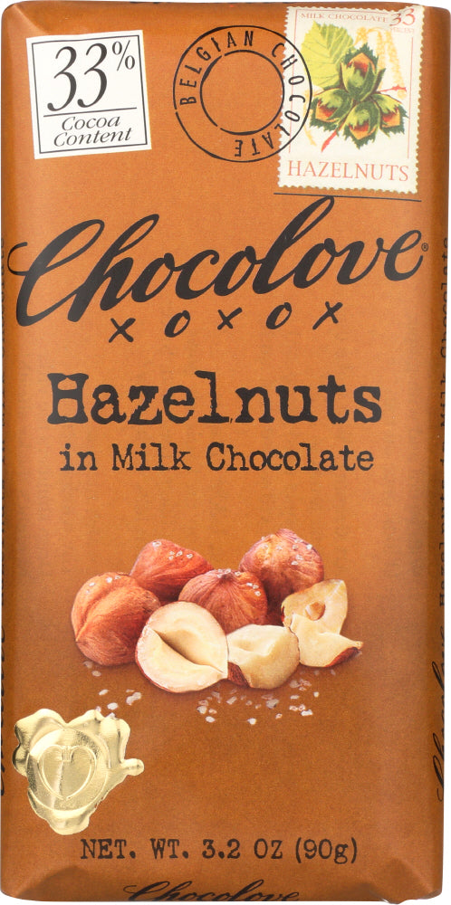 CHOCOLOVE: Hazelnuts In Milk Chocolate Bar, 3.2 oz - Vending Business Solutions