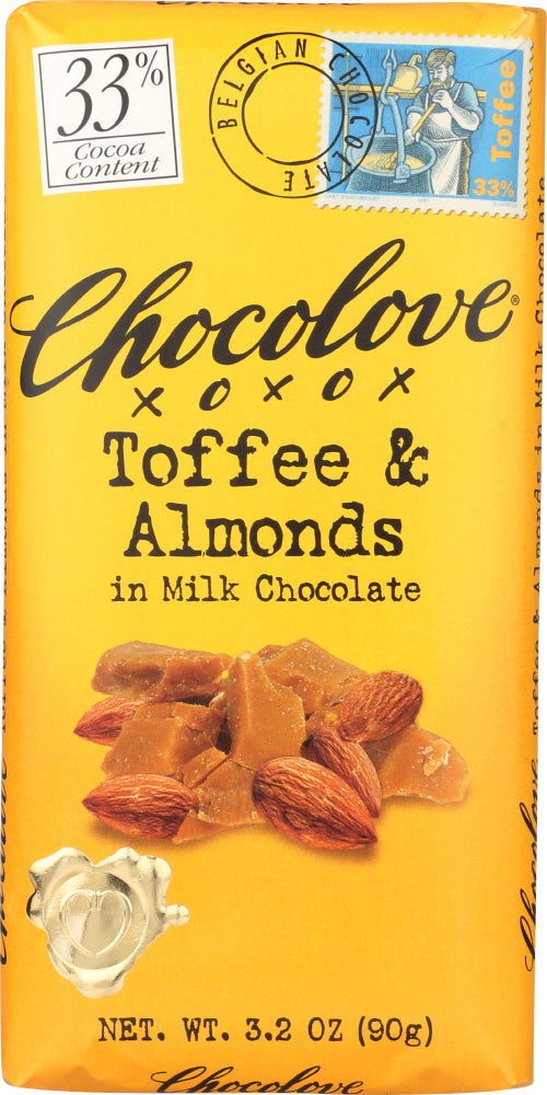 CHOCOLOVE: Toffee & Almonds In White Chocolate, 3.2 oz - Vending Business Solutions