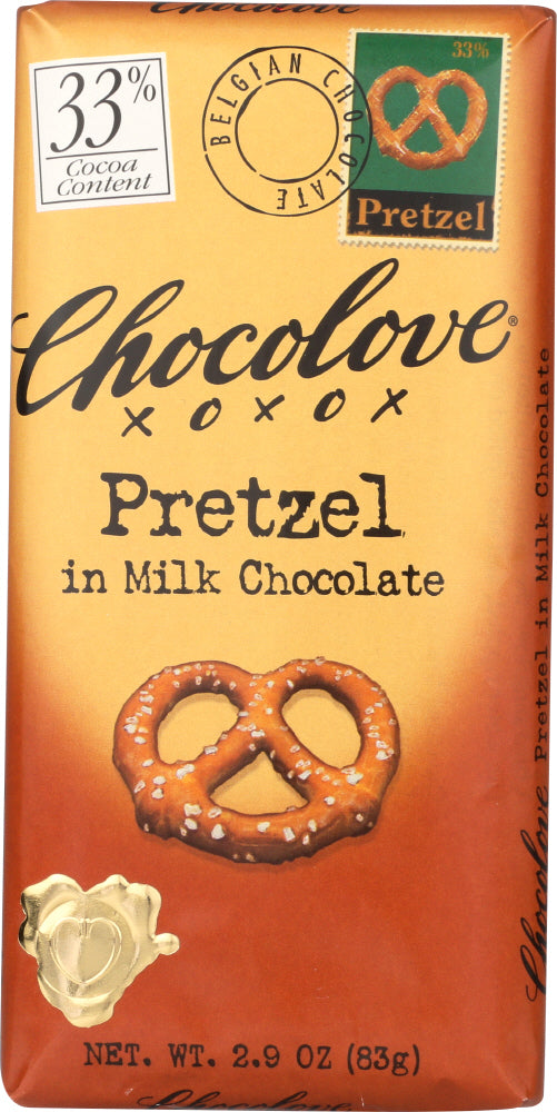 CHOCOLOVE: Pretzel In Milk Chocolate Bar, 2.9 oz - Vending Business Solutions