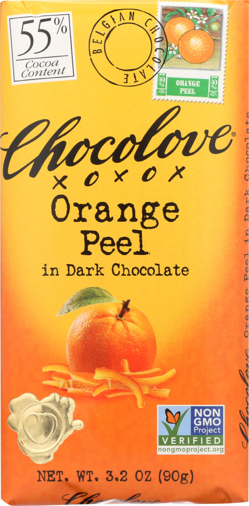 CHOCOLOVE: Orange Peel In Dark Chocolate Bar, 3.2 oz - Vending Business Solutions