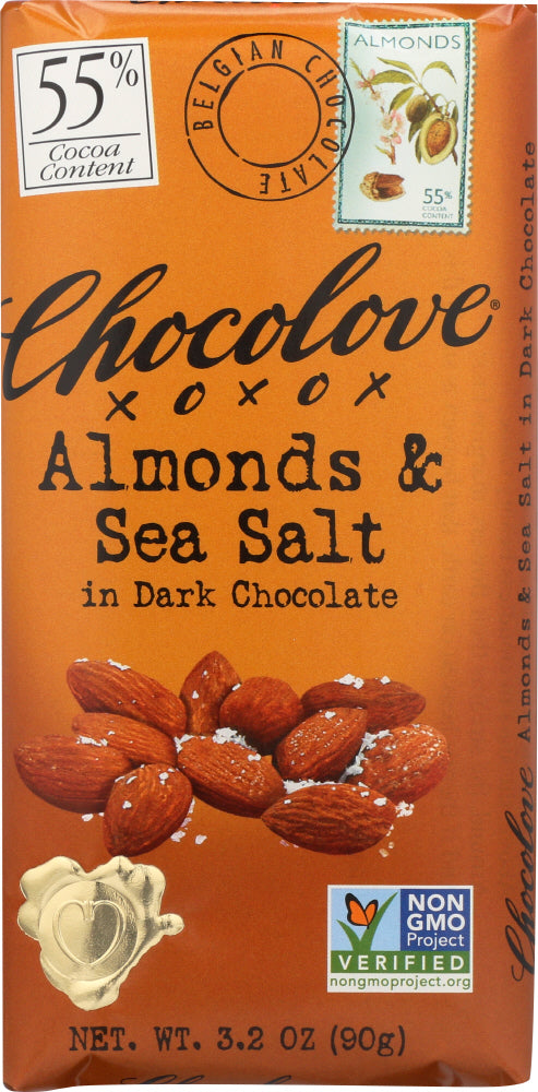 CHOCOLOVE: Almonds & Sea Salt in Dark Chocolate, 3.2 oz - Vending Business Solutions
