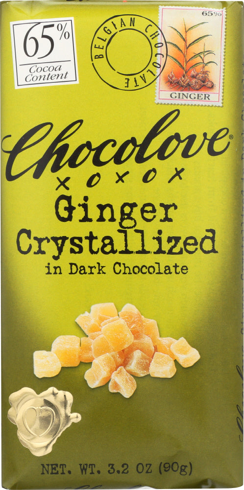 CHOCOLOVE: Dark Chocolate Bar Crystallized Ginger, 3.2 oz - Vending Business Solutions