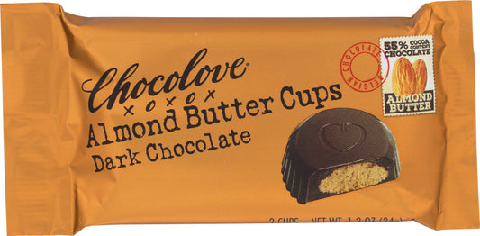 CHOCOLOVE: Almond Butter Cups Dark Chocolate, 1.2 oz - Vending Business Solutions