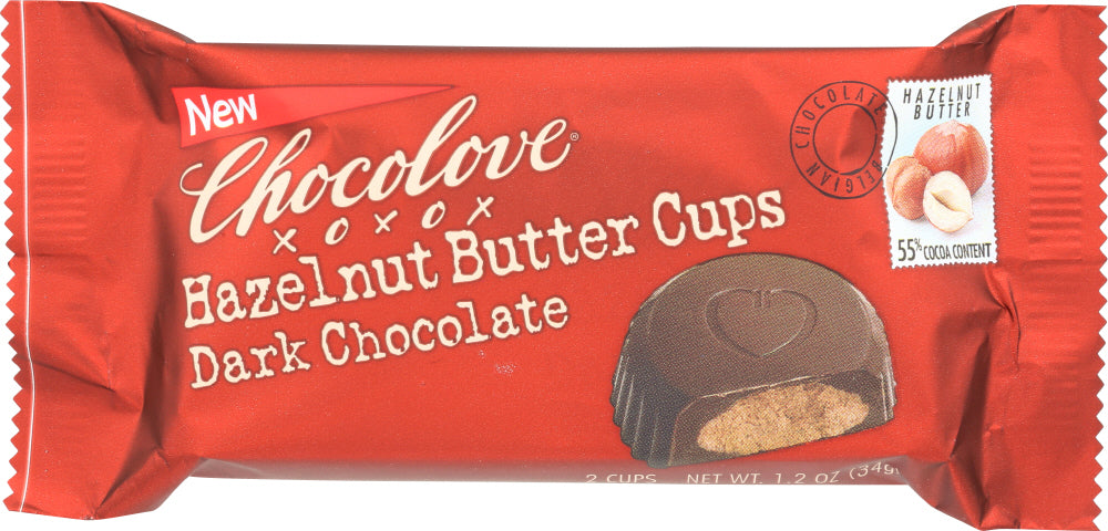 CHOCOLOVE: Chocolove Hazelnut Butter Dark Chocolate Cups. 1.2 oz - Vending Business Solutions