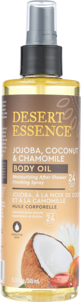 DESERT ESSENCE: Jojoba, Coconut, and Chamomile Body Oil, 8.28 oz - Vending Business Solutions
