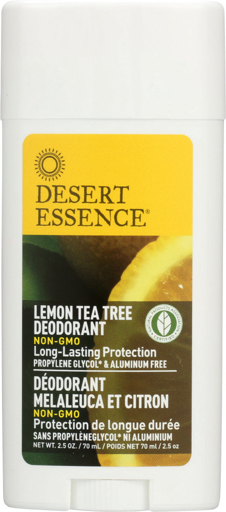 DESERT ESSENCE: Deodorant Lemon Tea Tree, Long-Lasting Protection, Propylene Glycol & Aluminum Free, 2.5 oz - Vending Business Solutions