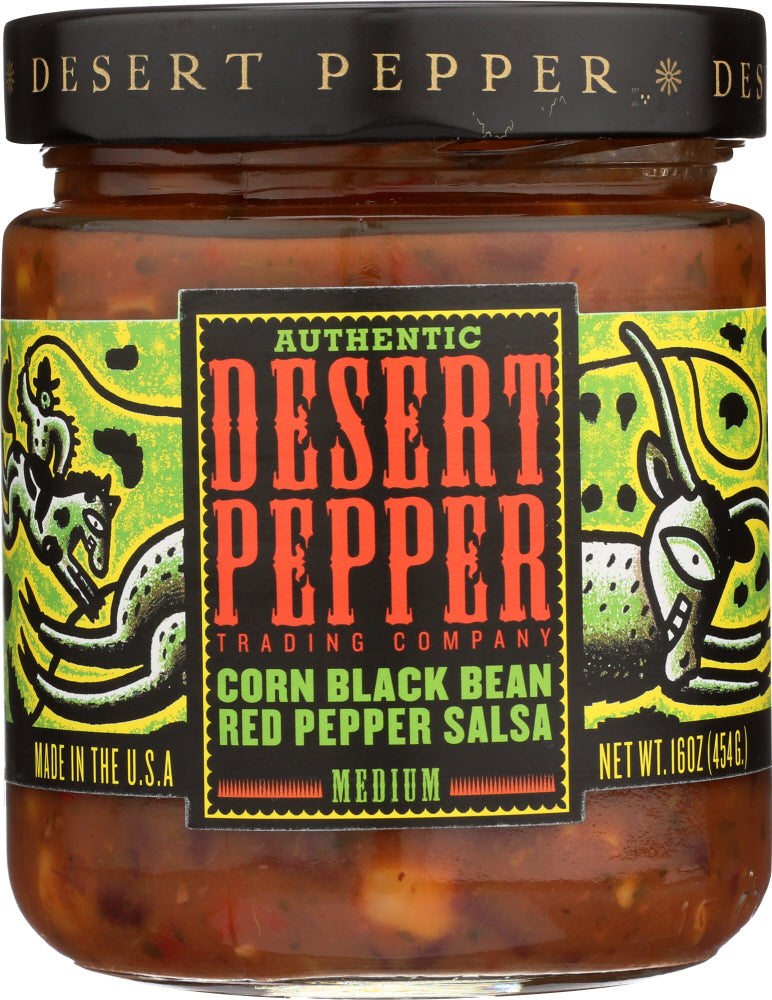 DESERT PEPPER: Salsa Corn Black Bean Red Pepper Medium, 16 oz - Vending Business Solutions