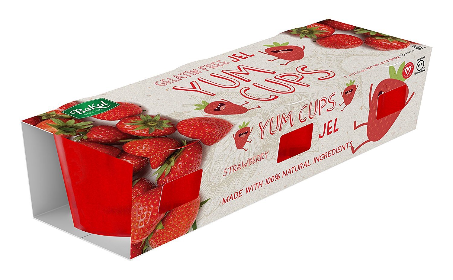 BAKOL: All Natural Yum Cups Strawberry Jel, 12 oz - Vending Business Solutions