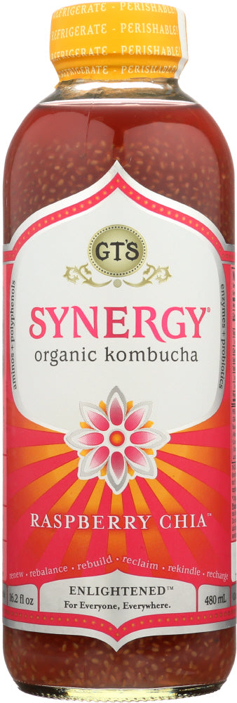 GT'S ENLIGHTENED: Synergy Raspberry Chia Kombucha, 16 fl oz - Vending Business Solutions