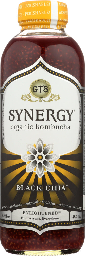 GT'S ENLIGHTENED KOMBUCHA: Synergy Organic and Raw Kombucha Black Chia, 16 oz - Vending Business Solutions