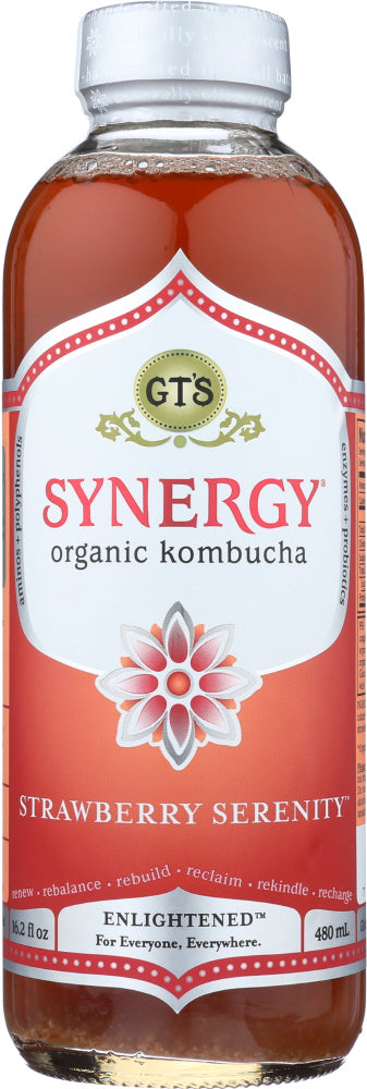 GT ENLIGHTENED KOMBUCHA: Synergy Strawberry Drink, 16 oz - Vending Business Solutions