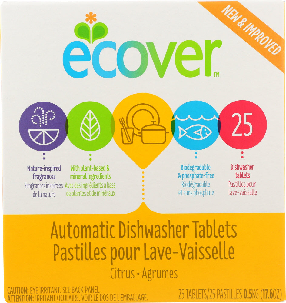 ECOVER: Automatic Dishwasher Tablets Citrus Scent 25 Tablets, 17.6 oz - Vending Business Solutions