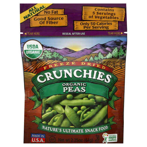 CRUNCHIES: Veggie Freeze Dried Peas Organic, 2.25 oz - Vending Business Solutions