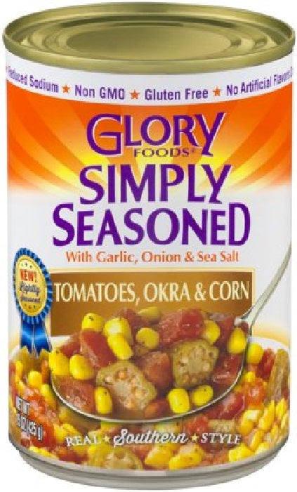 GLORY FOODS: Tomatoes Okra Corn Seasoned, 15.25 oz - Vending Business Solutions
