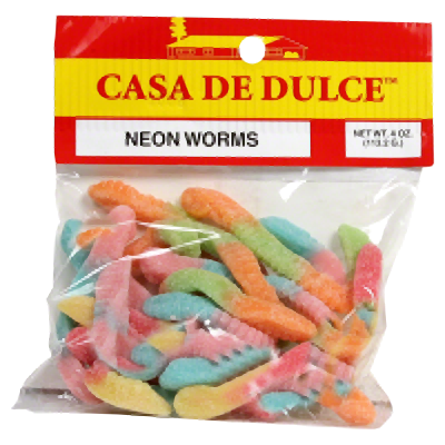 CASA DE DULCE: Neon Worms, 4 oz - Vending Business Solutions