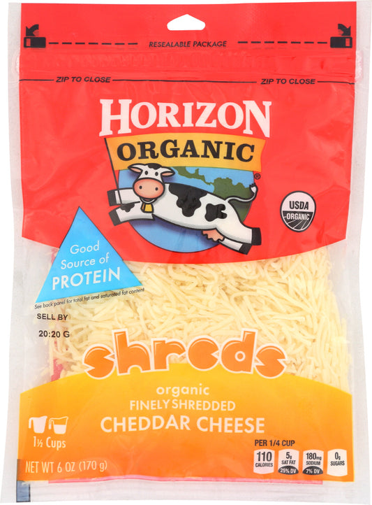HORIZON: Organic Finely Shredded Cheddar Cheese, 6 oz - Vending Business Solutions