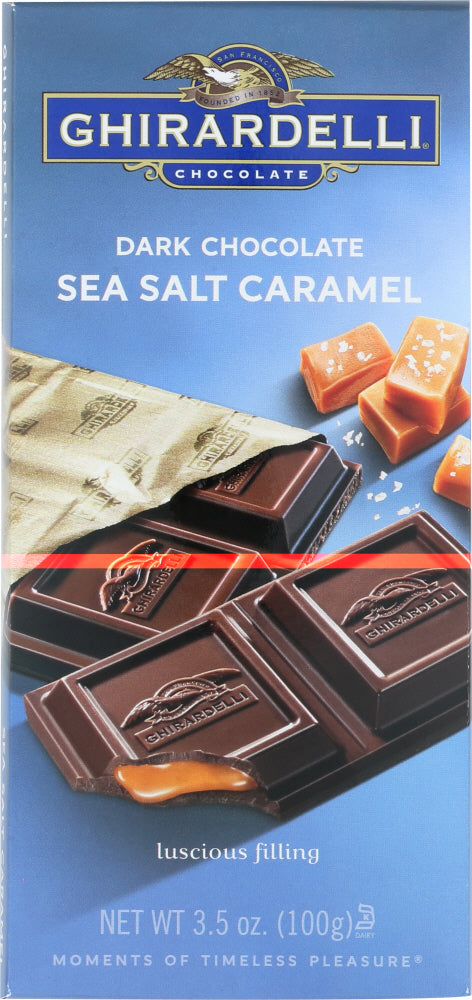 GHIRARDELLI: Chocolate Bar Dark Sea Salt Caramel, 3.5 oz - Vending Business Solutions