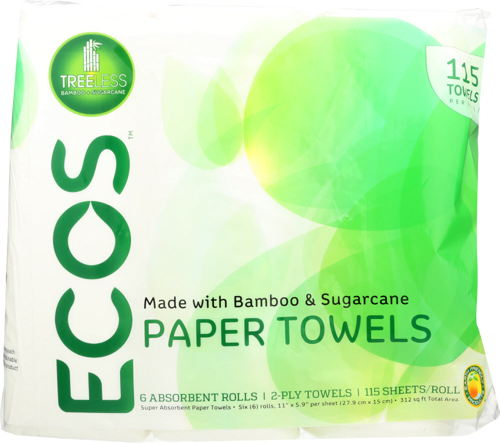 EARTH FRIENDLY: Treeless Paper Towels 115 Towels Per Roll 2 Ply, 6 pk - Vending Business Solutions