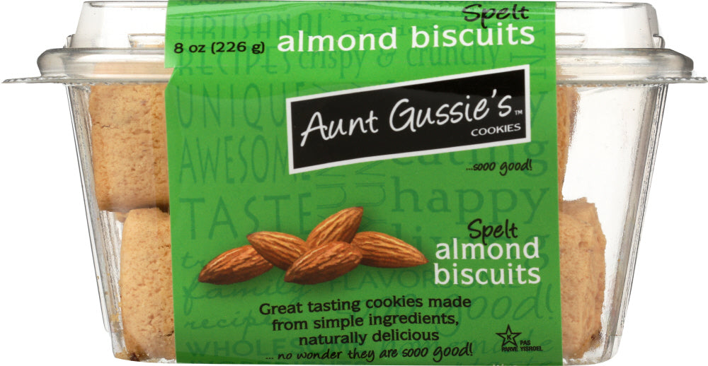 AUNT GUSSIES: Biscotti Sugar Free Spelt Almond, 8 oz - Vending Business Solutions