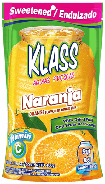 KLASS: Beverage Mix Orange Sweetened, 14.1 oz - Vending Business Solutions