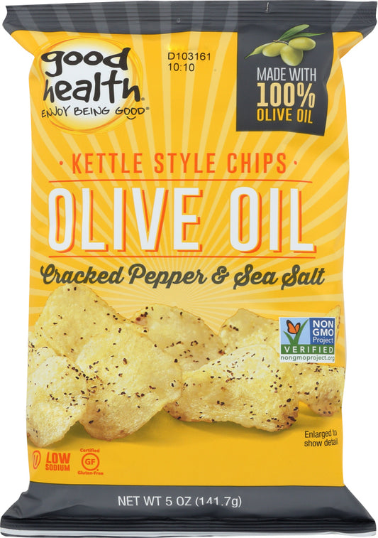 GOOD HEALTH: Kettle Chips Olive Oil Cracked Pepper and Sea Salt, 5 oz - Vending Business Solutions