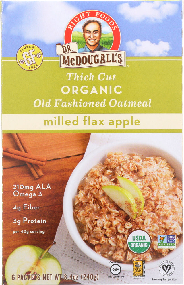 DR MCDOUGALLS: Organic Milled Flax Apple Oatmeal, 8.4 oz - Vending Business Solutions