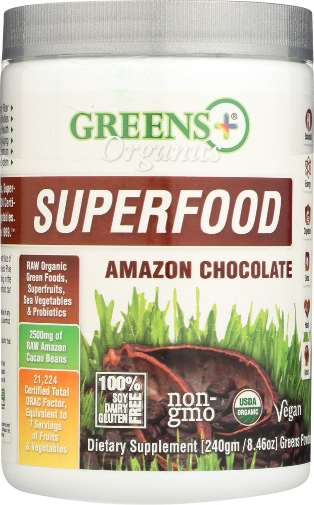 GREENS PLUS: Organic Superfood Amazon Chocolate, 8.5 oz - Vending Business Solutions