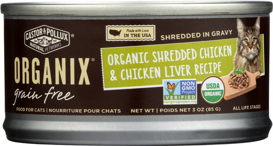 CASTOR & POLLUX: Cat Food Can Organic Chicken Liver Shredded, 3 oz - Vending Business Solutions