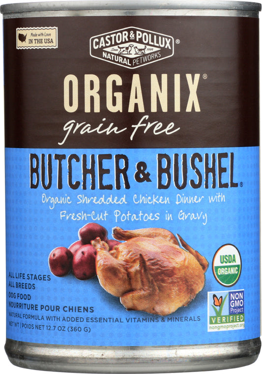 CASTOR & POLLUX: Organix Butcher & Bushel Grain Free Shredded Chicken Dinner Adult Canned Dog Food, 12.7 oz - Vending Business Solutions