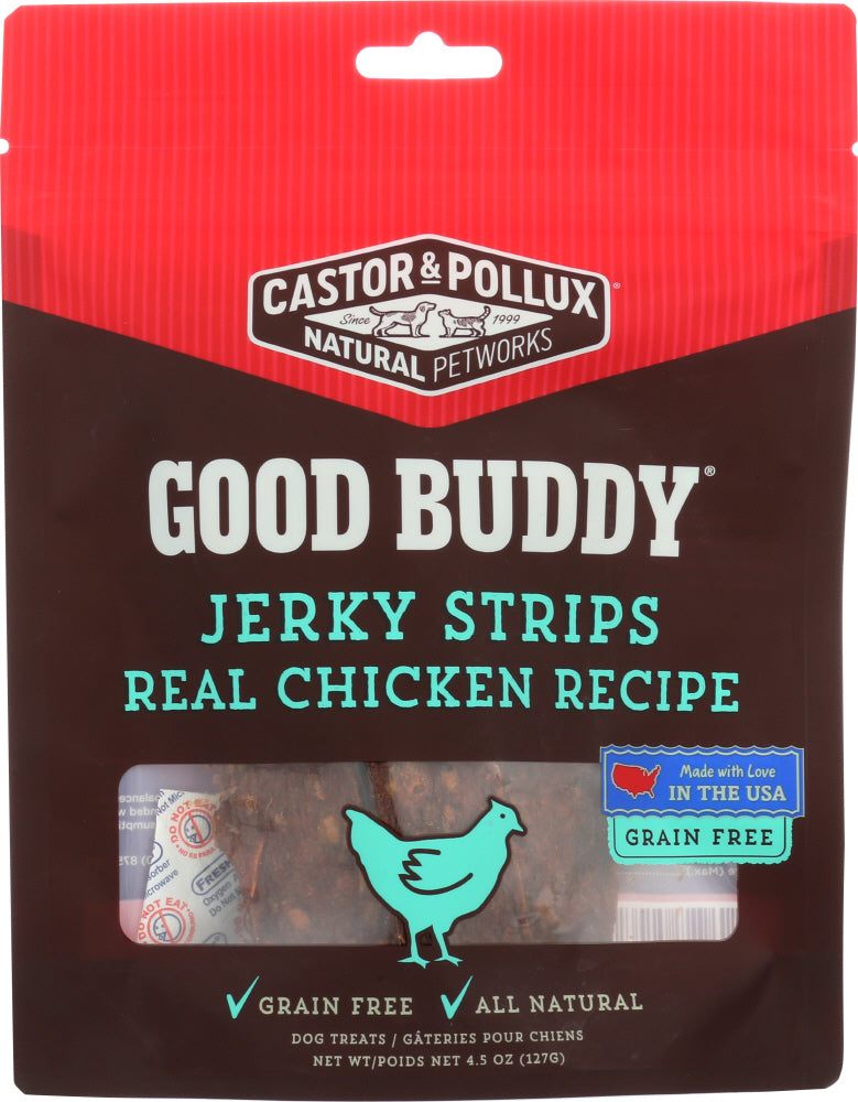CASTOR & POLLUX: Dog Treat Good Buddy Jerky Strip Chicken, 4.5 oz - Vending Business Solutions