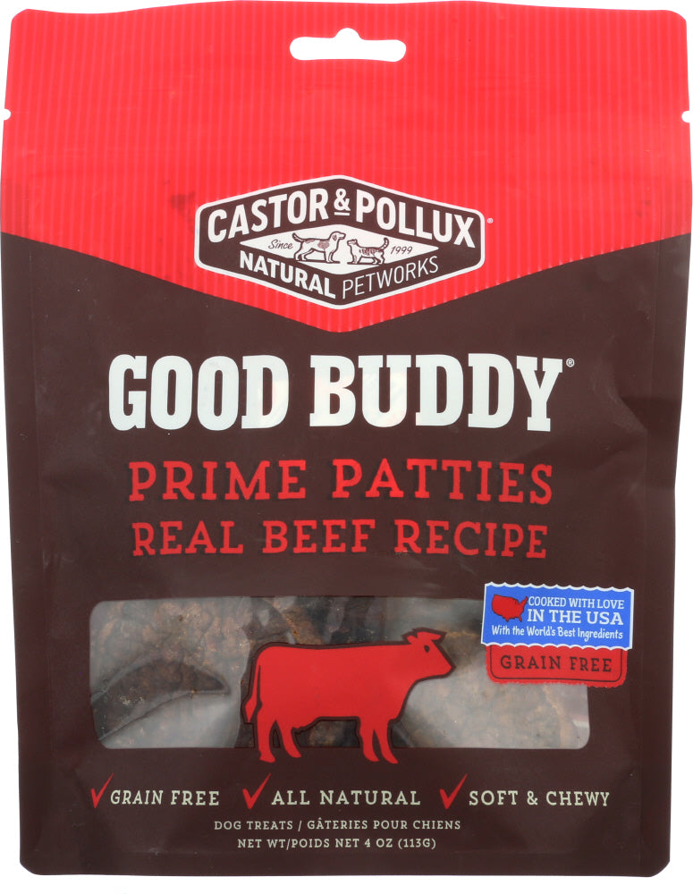 CASTOR & POLLUX: Dog Treat Good Buddy Patties Beef, 4 oz - Vending Business Solutions