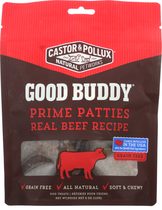 CASTOR & POLLUX: Dog Treat Good Buddy Patties Beef, 4 oz - Vending Business Solutions