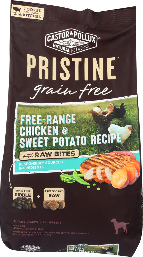 CASTOR & POLLUX: Pristine Grain Free Free Range Chicken & Sweet Potato Recipe With Raw Bites 4 Lb - Vending Business Solutions