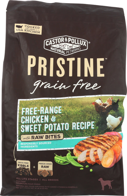 CASTOR & POLLUX: Pristine Free-Range Chicken & Sweet Potato Recipe With Raw Bites, 10 Lb - Vending Business Solutions