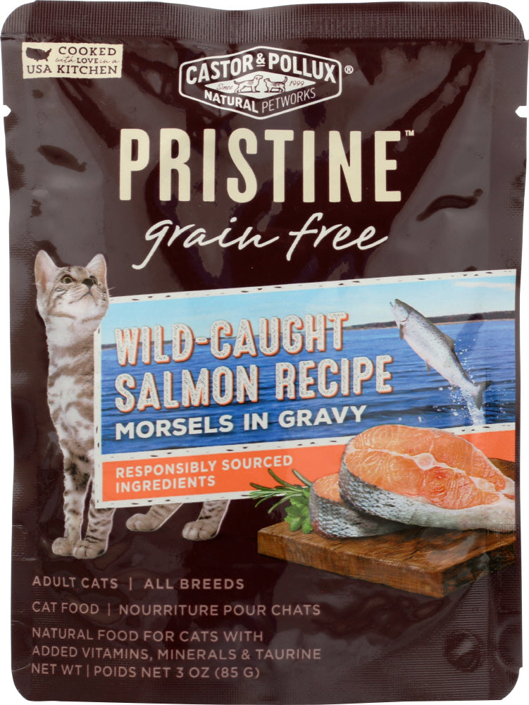 CASTOR & POLLUX: Pristine Grain Free Wild-Caught Salmon Recipe Morsels In Gravy 3 Oz - Vending Business Solutions