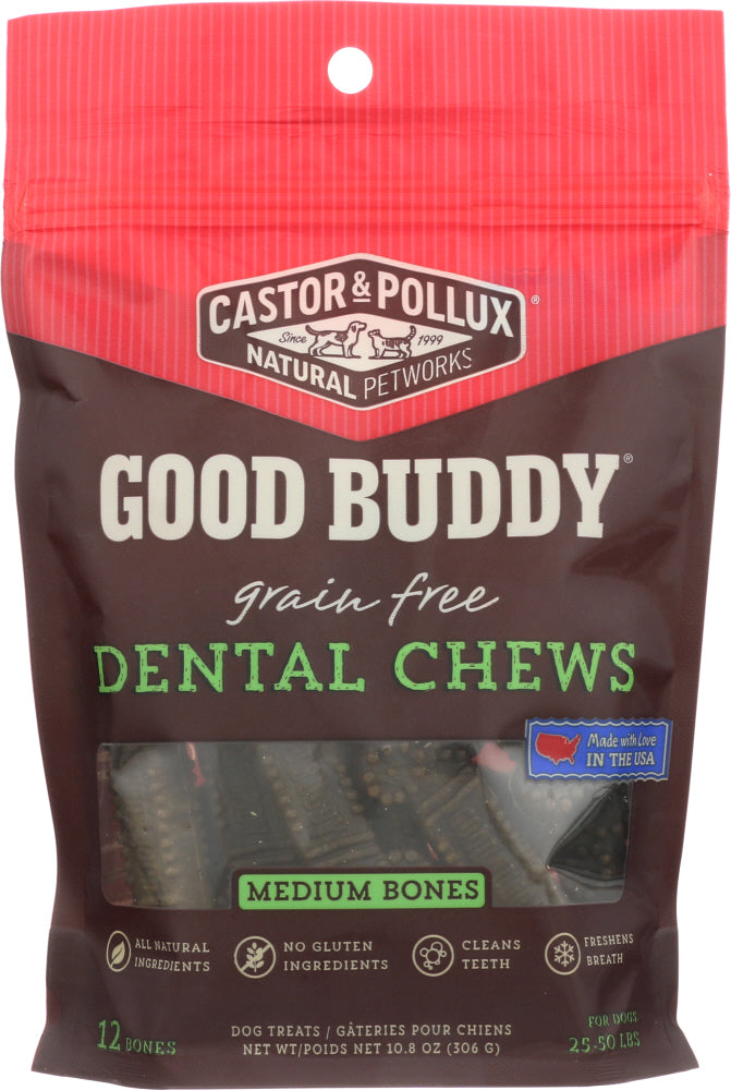 CASTOR & POLLUX: Good Buddy Grain Free Dental Chews Medium Bones 10.8 Oz - Vending Business Solutions