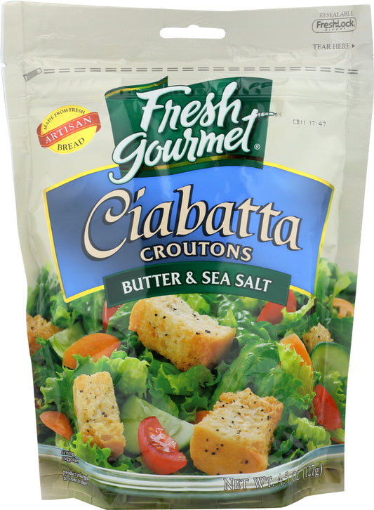 FRESH GOURMET: Ciabatta Croutons Butter And Sea Salt 4.5 Oz - Vending Business Solutions