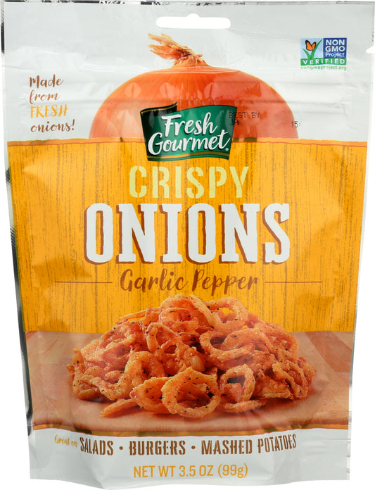 FRESH GOURMET: Crispy Onions Garlic Pepper, 3.5 Oz - Vending Business Solutions