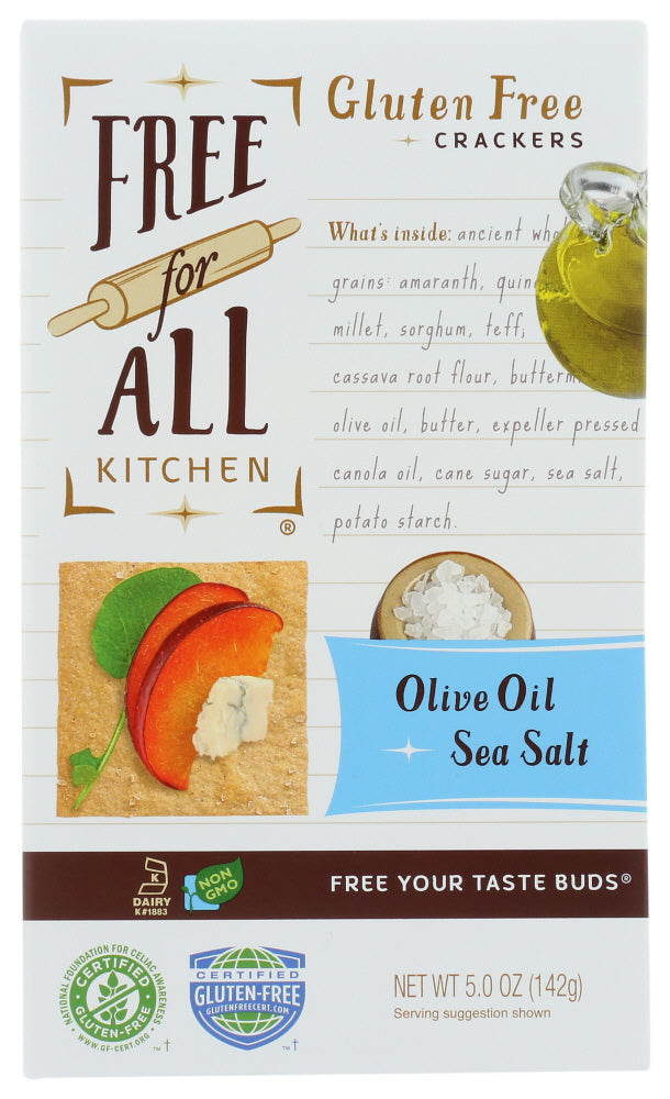 FREE FOR ALL KITCHEN: Olive Oil Sea Salt Gluten Free Crackers, 5 oz - Vending Business Solutions