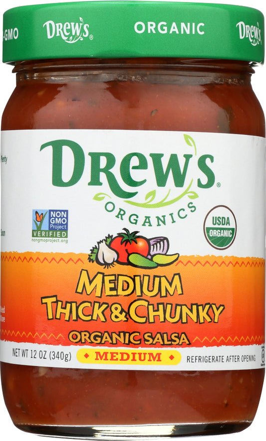 DREW'S: Organic Thick & Chunky Medium Salsa, 12 oz - Vending Business Solutions