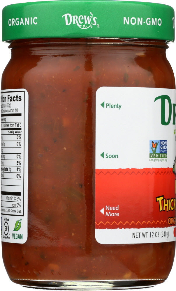 DREWS: Hot Thick & Chunky Medium Salsa Organic, 12 oz - Vending Business Solutions
