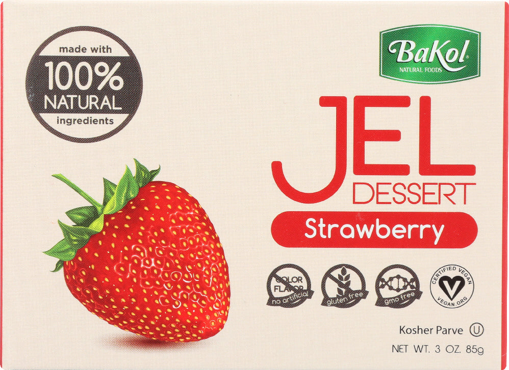 BAKOL: 100% Natural Jel Dessert Strawberry, 3 oz - Vending Business Solutions